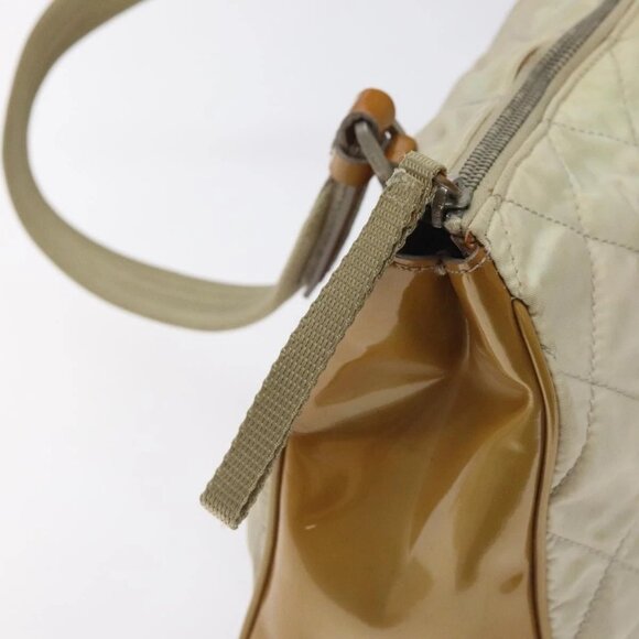 PRADA Quilted Hand Bag Nylon Beige Silver Auth - Picture 7 of 16